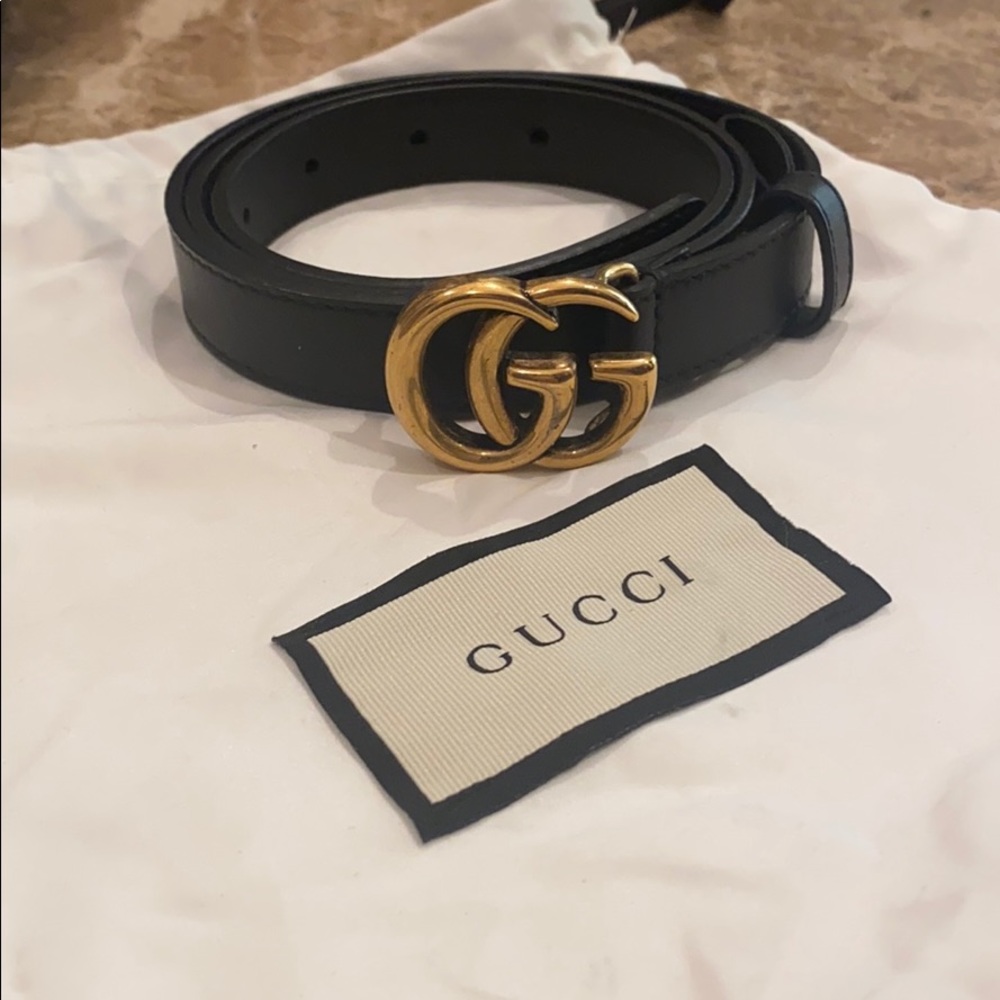 Authentic Gucci Marmont Leather Logo Belt Small
